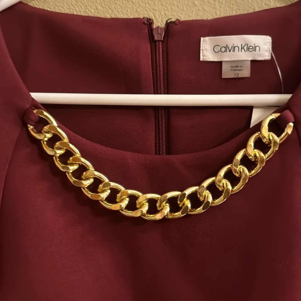 Calvin Klein Size 12 Burgundy Dress